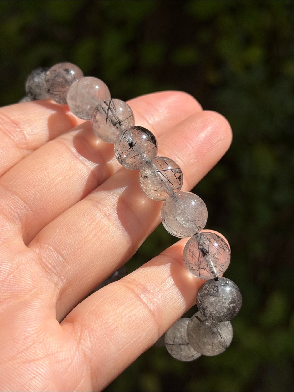 10mm stretchable black rutilated quartz bracelet 2538 - Picture 6 of 9